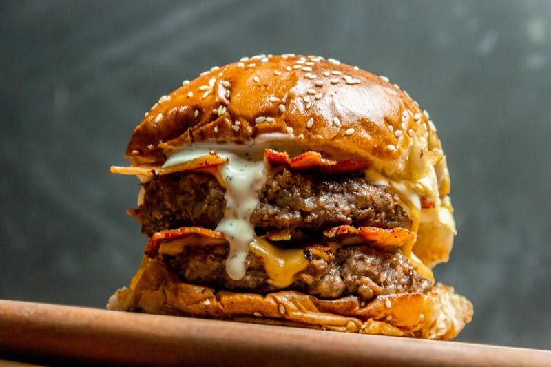 Double hot chicken sandwich with cheese at Hangry Joe's