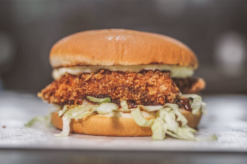hangry joe's hot chicken being prepared fresh in kitchen